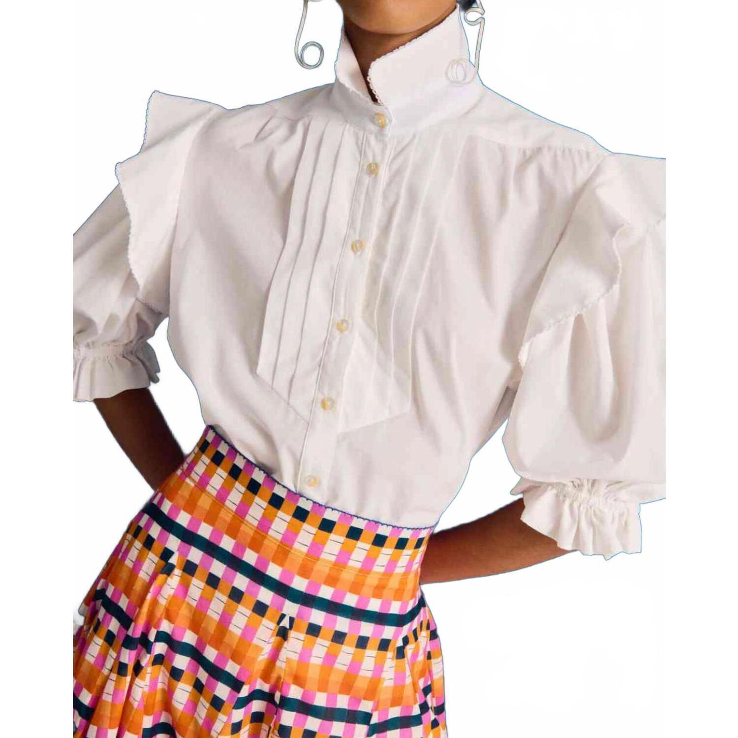 New De Loreta Chia Blouse In Solid White